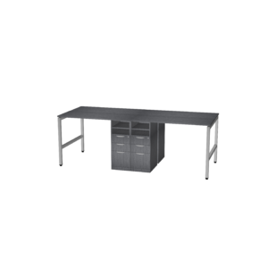 Elements U Leg 4 Station Work Table Single Pedestal w/ Storage 48"x 120" Footprint 41"H